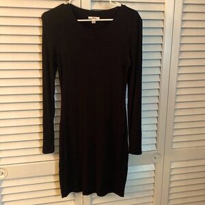 Bar III Black Long Sleeved Full Length Dress